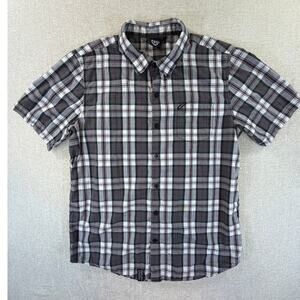 LRG Woven Men's Large Gray Plaid Short Sleeve Button Front Casual Shirt Topwear